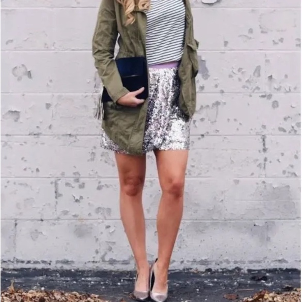J. Crew purple sequin mini skirt